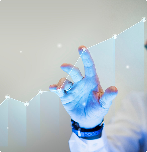 Main avec effets visuels représentant la technologie financière
